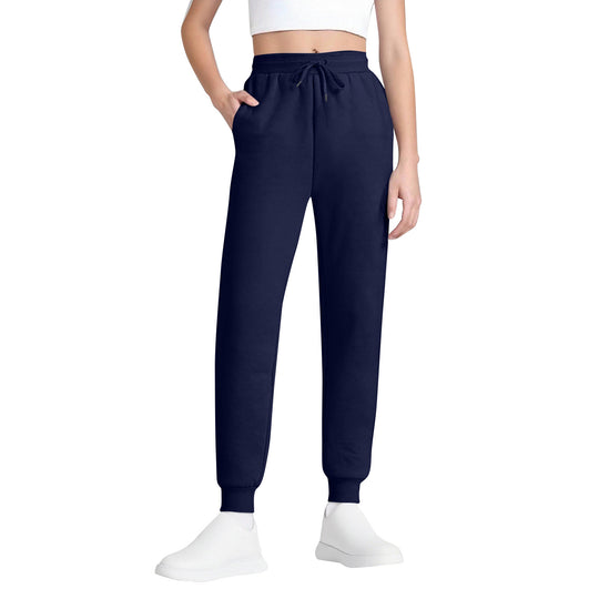 Damen nan schlanke hochgeschnittene Jogginghose mit Tunnelzug, Eingrifftaschen und Bündchen EB