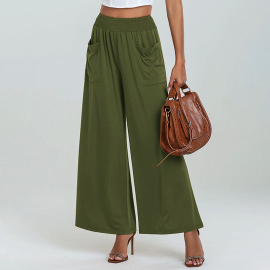 Damen Weite Hose mit elastischem Bund und Seitentaschen EB
