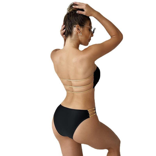 Damen Bandeau-Bikini mit modischem Schnitt und tailliertem Unterteil EB
