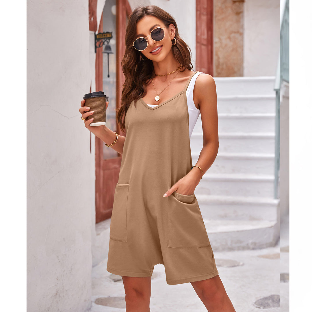 Damen sportlicher Jumpsuit mit praktischen Taschen und weitem Schnitt EB