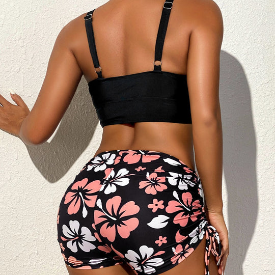 Damen Sport-Bikini-Set mit trendigem Crop-Top und modischen Shorts EB