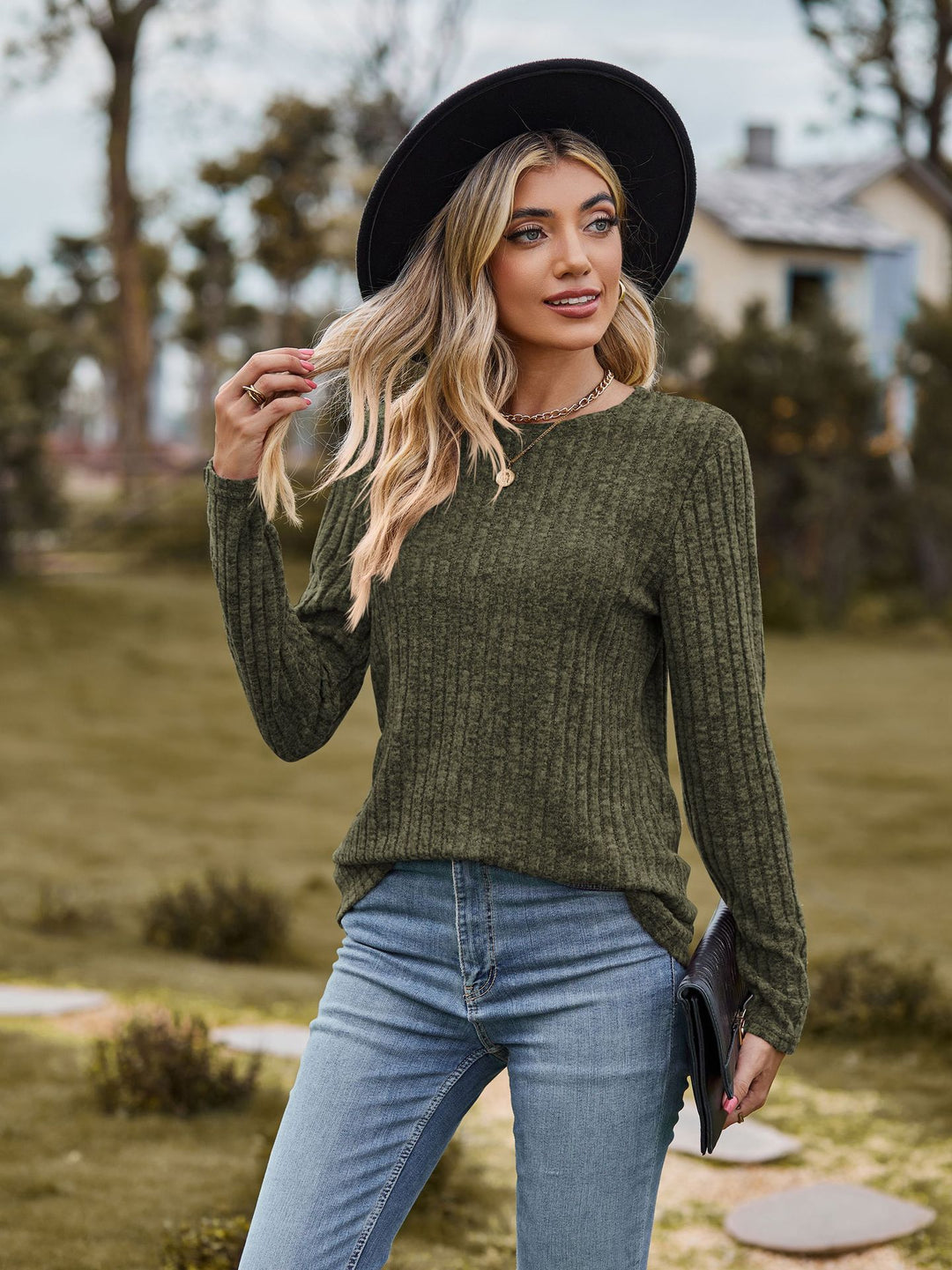 Damen Feinstrickpullover mit geripptem Design und lässigem Schnitt EB