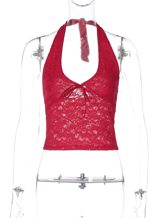 Damen Haltertop aus feiner Spitze EB