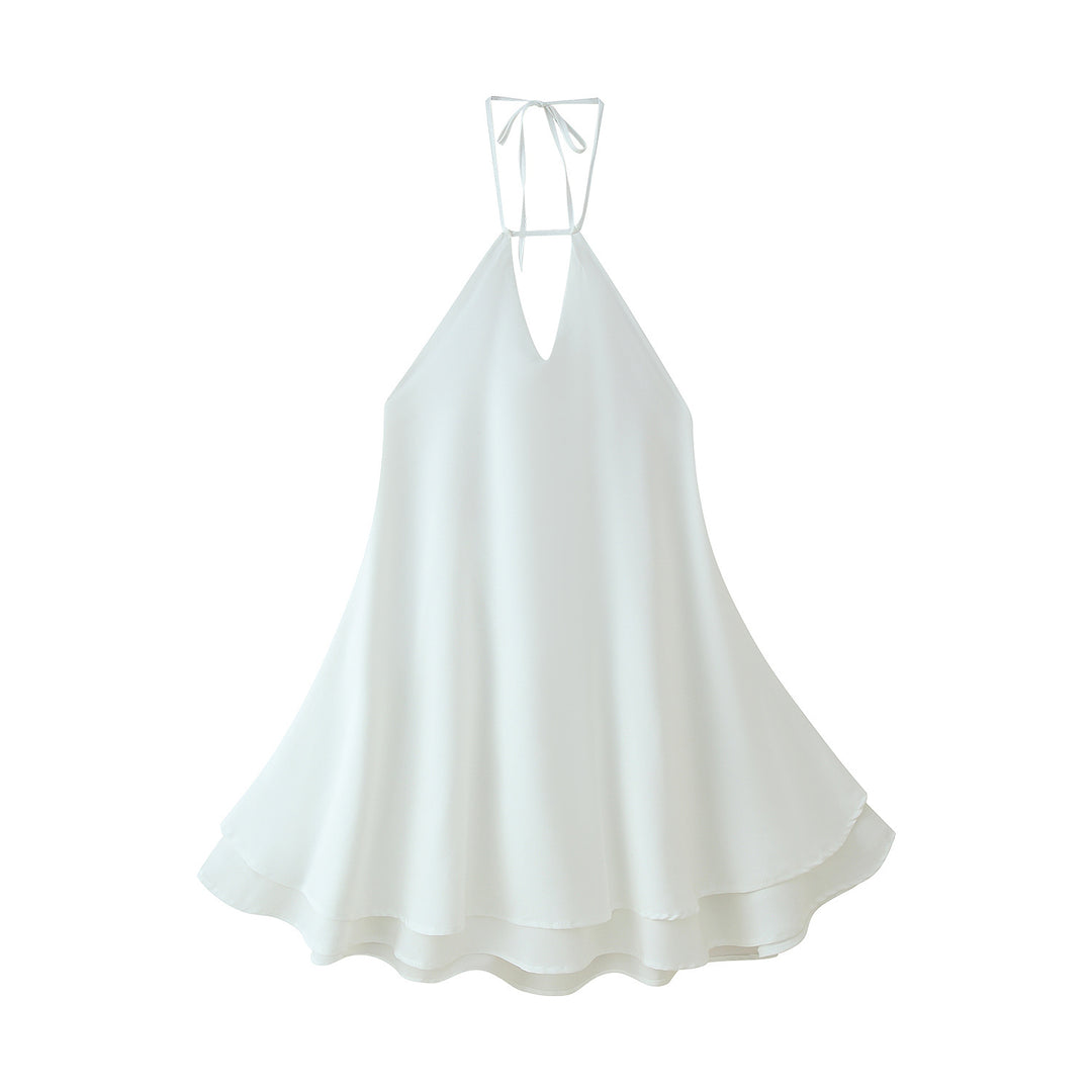 Damen luftiges Chiffonkleid mit tiefem V-Ausschnitt und verstellbaren Trägern EB