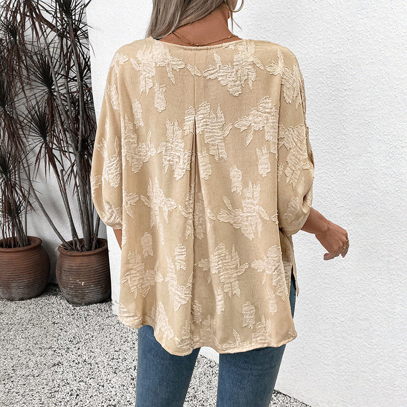 Damen luftige Sommerbluse mit eleganten Schnürdetails und weitem Schnitt EB