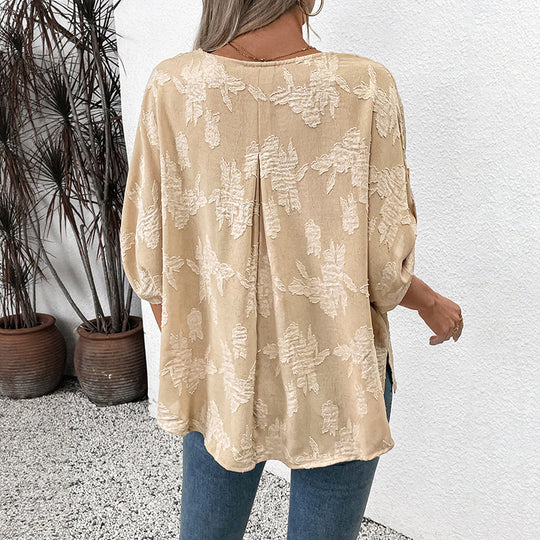 Damen luftige Sommerbluse mit eleganten Schnürdetails und weitem Schnitt EB