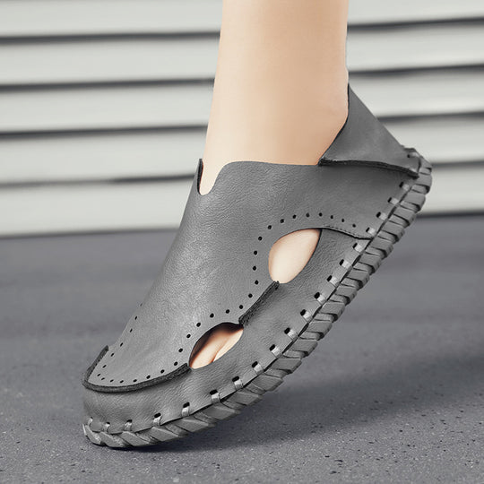 Damen Bequeme und atmungsaktive Leder-Slipper EB