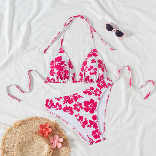 Damen Triangel-Bikini mit verstellbarem Halter und modischem Punktedesign EB
