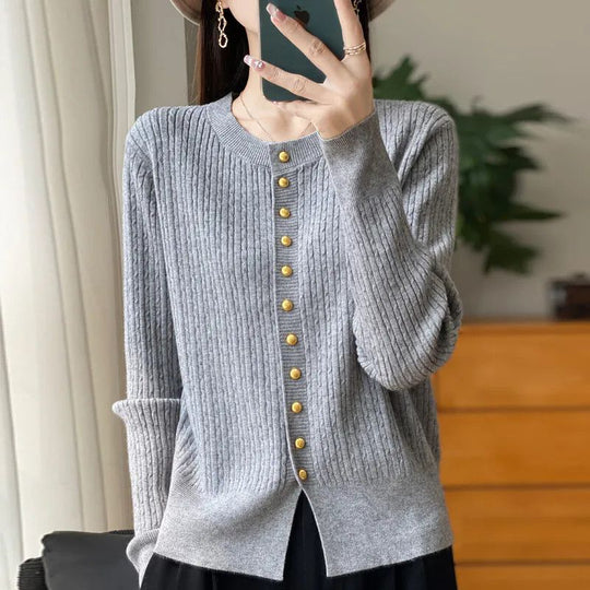 Damen Strickjacke mit goldenen Knöpfen EB