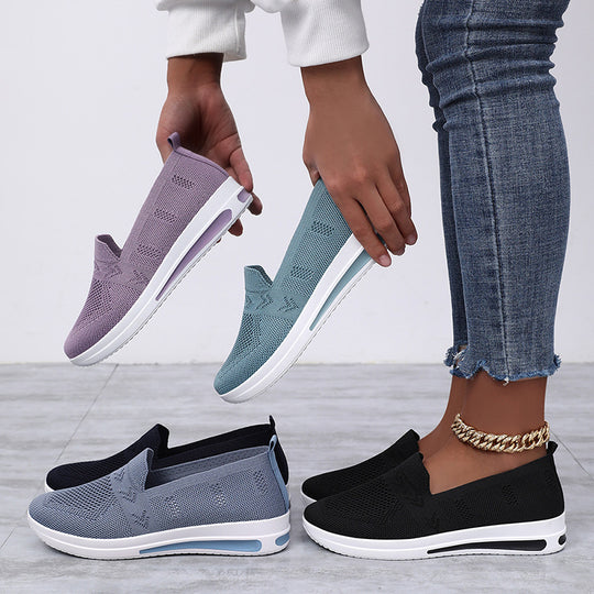 Damen Komfortable Sportliche Slip-On Sneakers mit atmungsaktiver Oberfläche EB