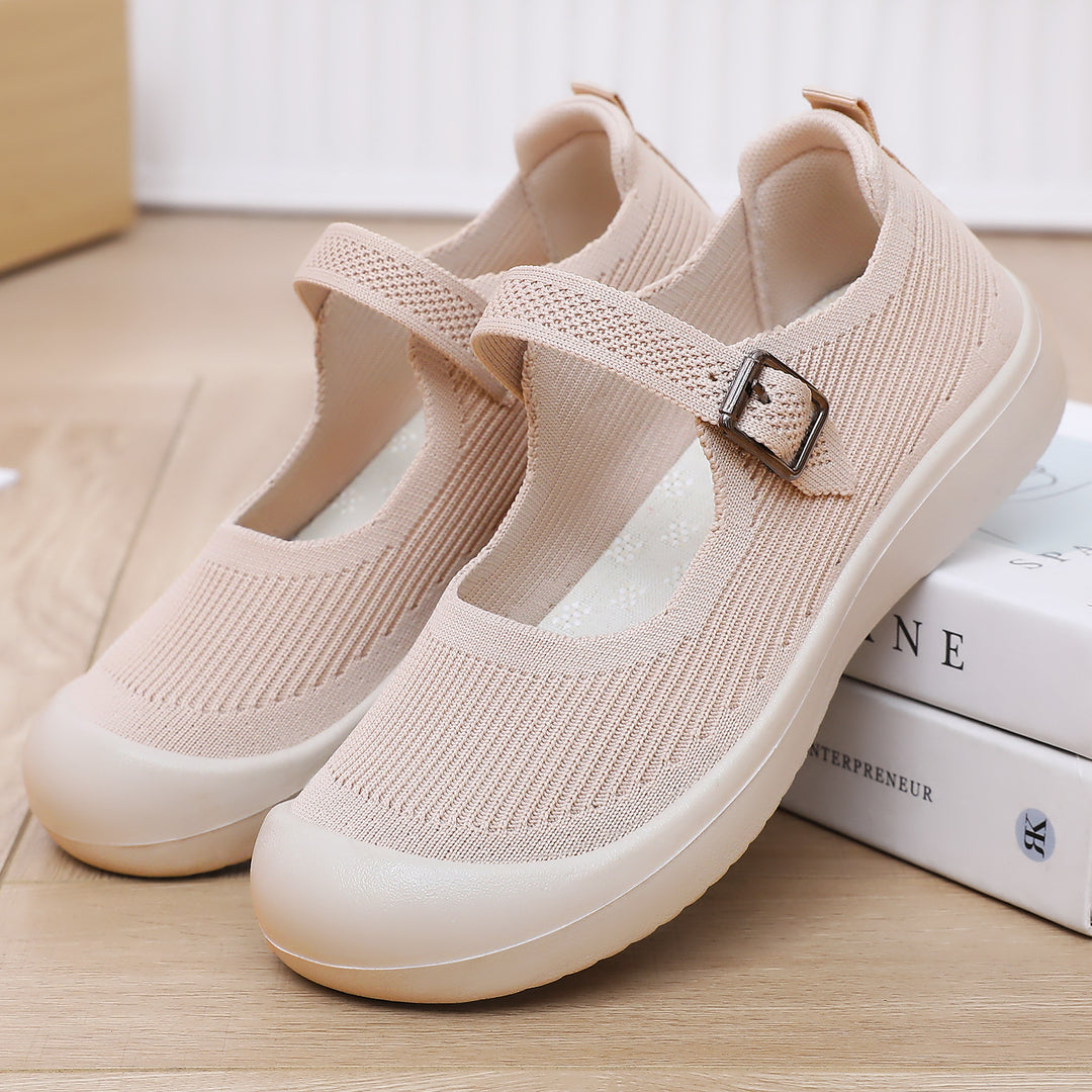 Damen sportliche Slip-On Schuhe mit verstellbarem Riemen und atmungsaktivem Obermaterial EB