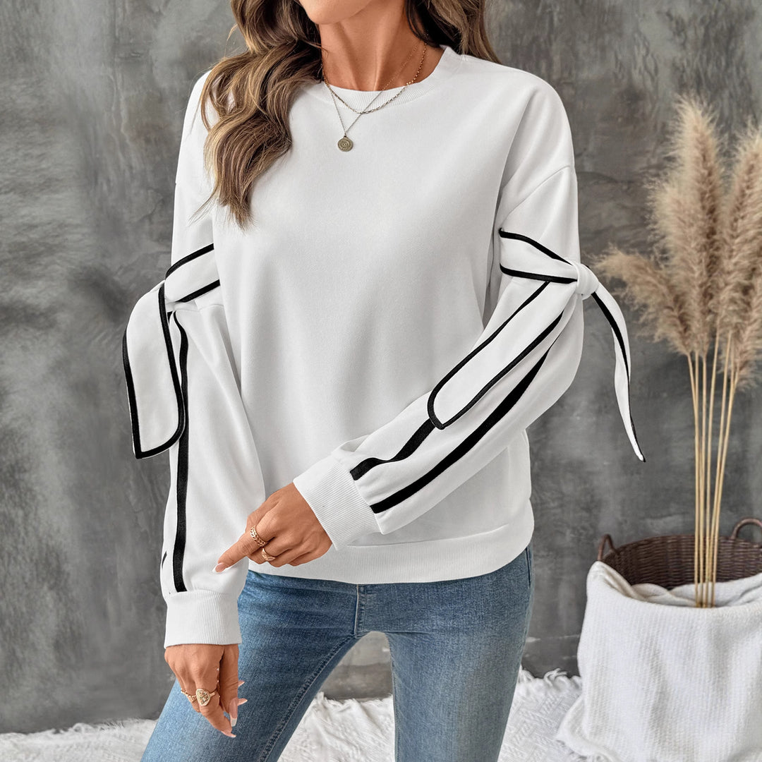 Damen sportliches Sweatshirt mit kontrastierenden Ärmeldetails EB