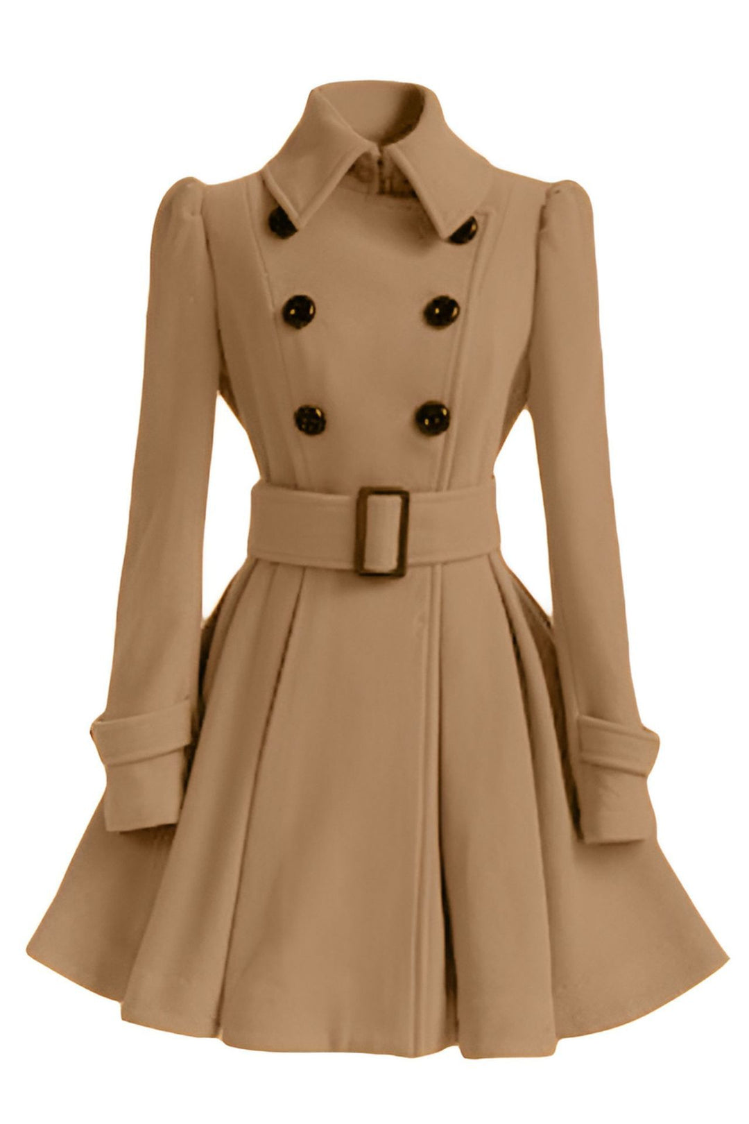Damen eleganter Trenchcoat mit tailliertem Schnitt und dekorativen Knöpfen EB