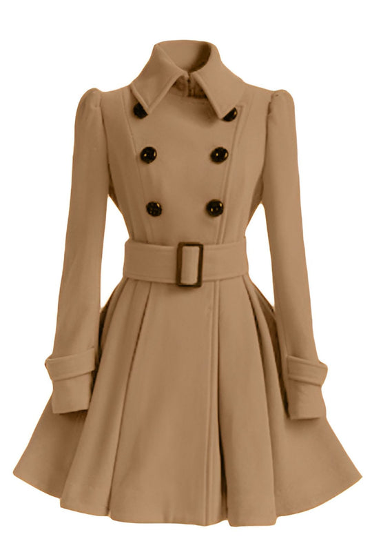 Damen eleganter Trenchcoat mit tailliertem Schnitt und dekorativen Knöpfen EB