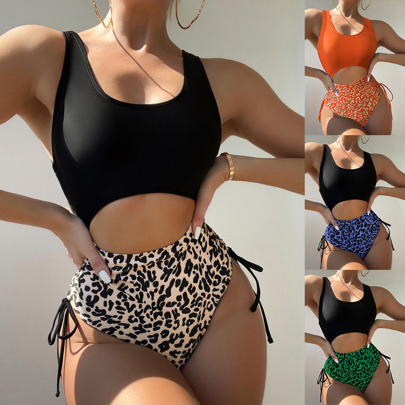 Damen Einteiler Badeanzug mit durchgehendem und farblich akzentuiertem Design EB