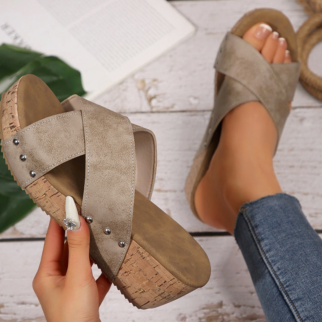 Damen Wedge-Sandalen mit komfortabler Fußbett und elegante Riemen EB