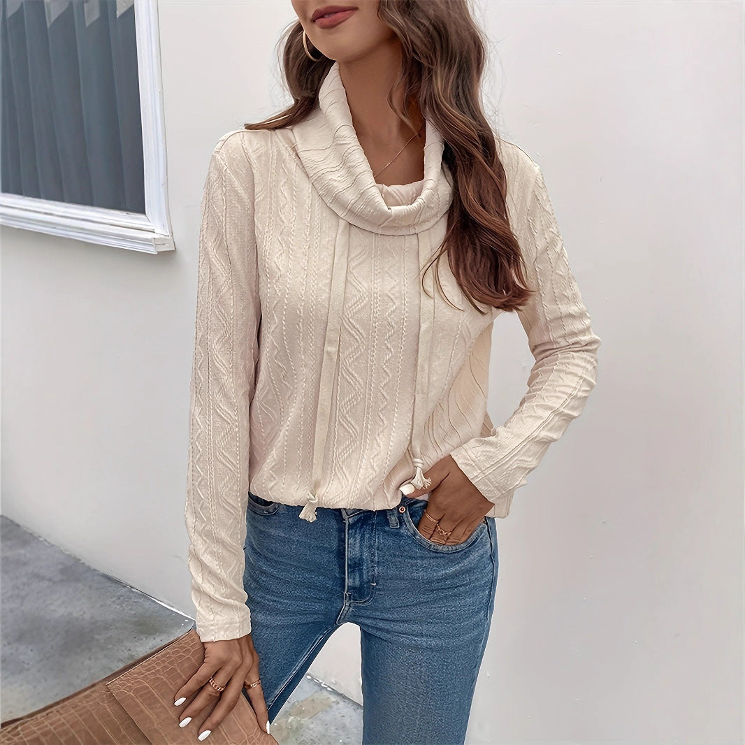 Damen Cowl-Neck Pullover mit strukturiertem Musterdetail und langem Arm EB