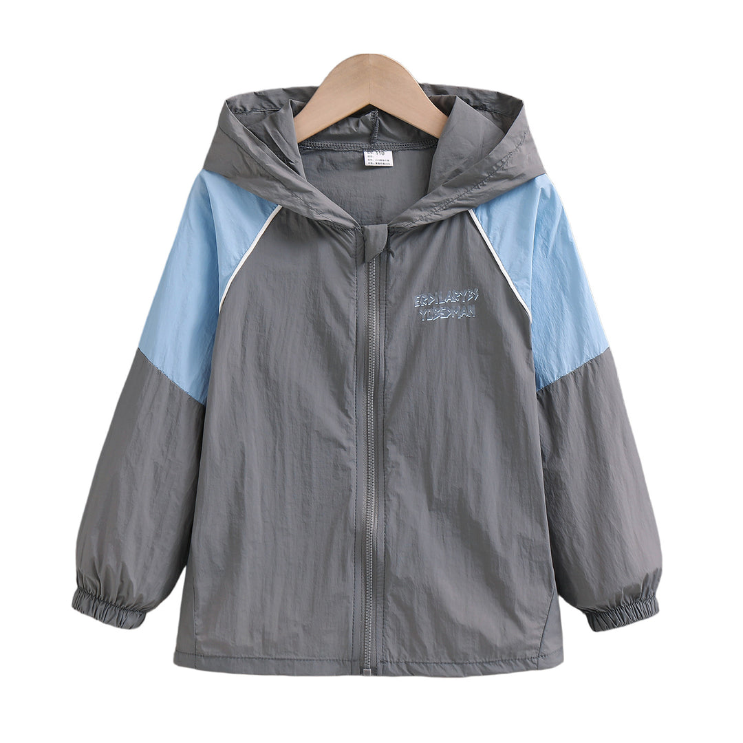 Unisex nan leichter Windbreaker mit Kapuze und Kontrastärmeln wasserabweisend winddicht R&B
