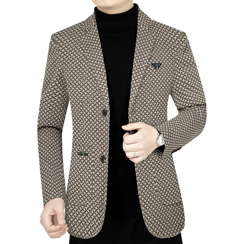 Herren Schlankgeschnittenes Sakko mit geometrischem Muster und leichtem Stretch EB