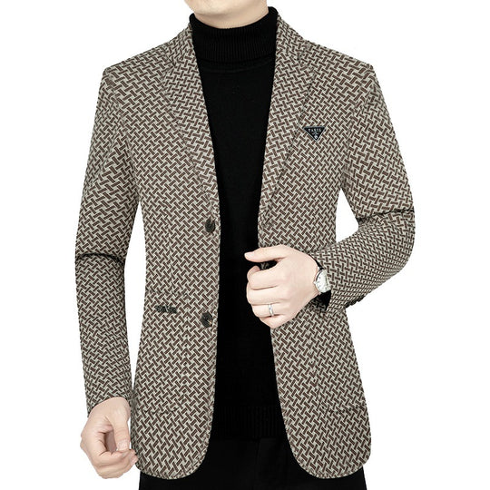Herren Schlankgeschnittenes Sakko mit geometrischem Muster und leichtem Stretch EB