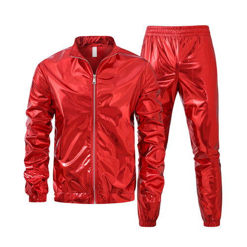 Herren nan Bomberjacke mit durchgehendem Reißverschluss, reflektierendem Metallic-Finish und elastischen Bündchen EB