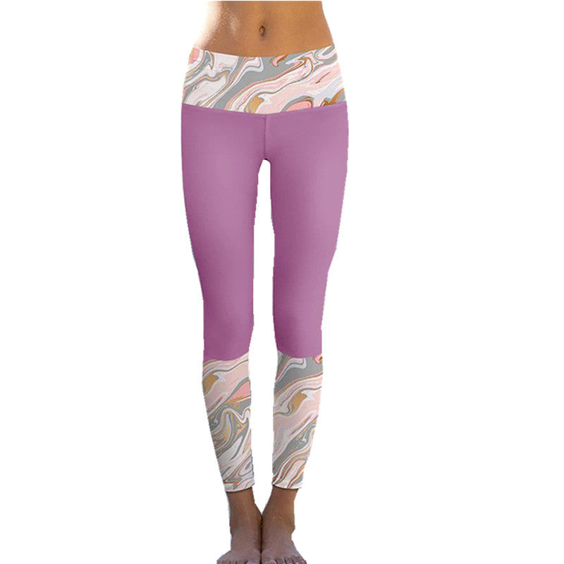 Damen Sportliche Leggings mit stylishem Marmormuster und hohem Bund EB