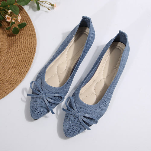 Damen elastische Ballerinas mit modischem Schleifenakzent EB