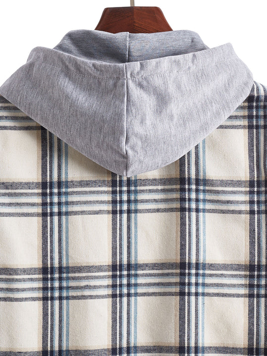 Herren Übergangsbluse mit Kapuze und kariertem Design EB