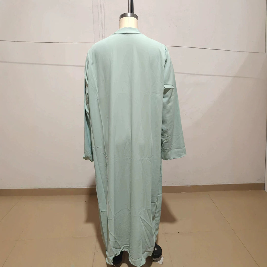 Damen Langer Kaftan‑Mantel mit fließender V‑Ausschnitt Drapierung EB
