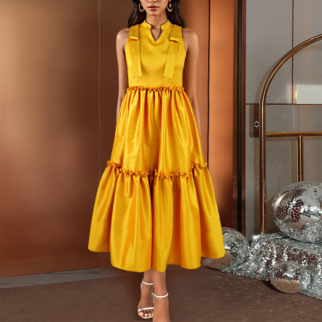 Damen Elegantes Maxikleid mit voluminösem Rock EB