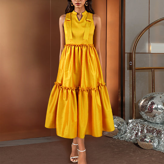 Damen Elegantes Maxikleid mit voluminösem Rock EB