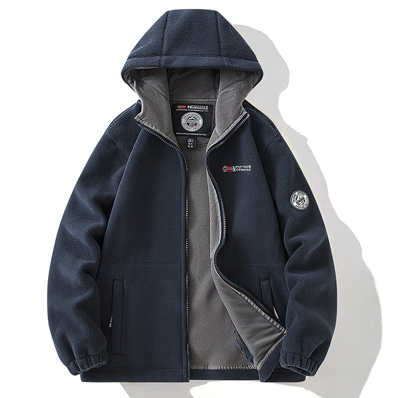 Herren Fleecejacke mit hohem Stehkragen, angerauter Innenseite und verdeckten Reißverschlusstaschen EB