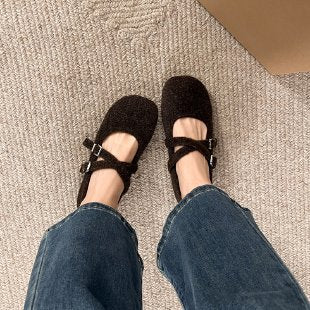 Damen Komfortable Ballerinas mit modischem Riemchenverschluss EB