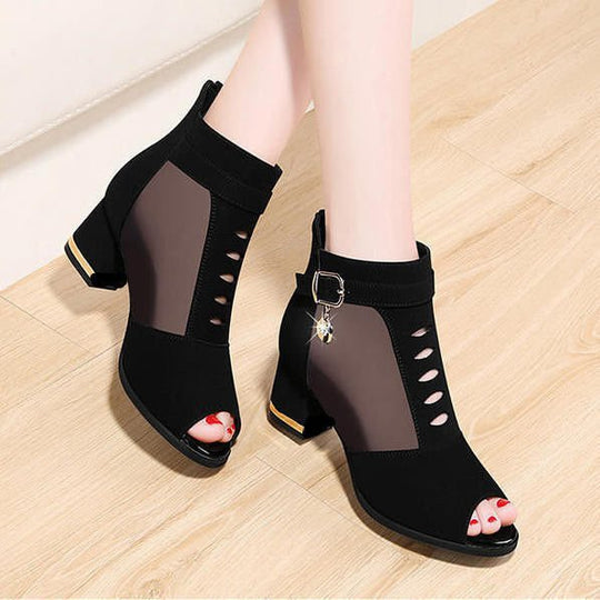 Damen Offene Sandalen im modernen Design mit transparenten Einsätzen EB
