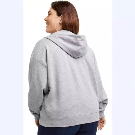 Damen nan Kapuzenjacke mit durchgehendem Reißverschluss, Kängurutasche und entspannter Passform EB
