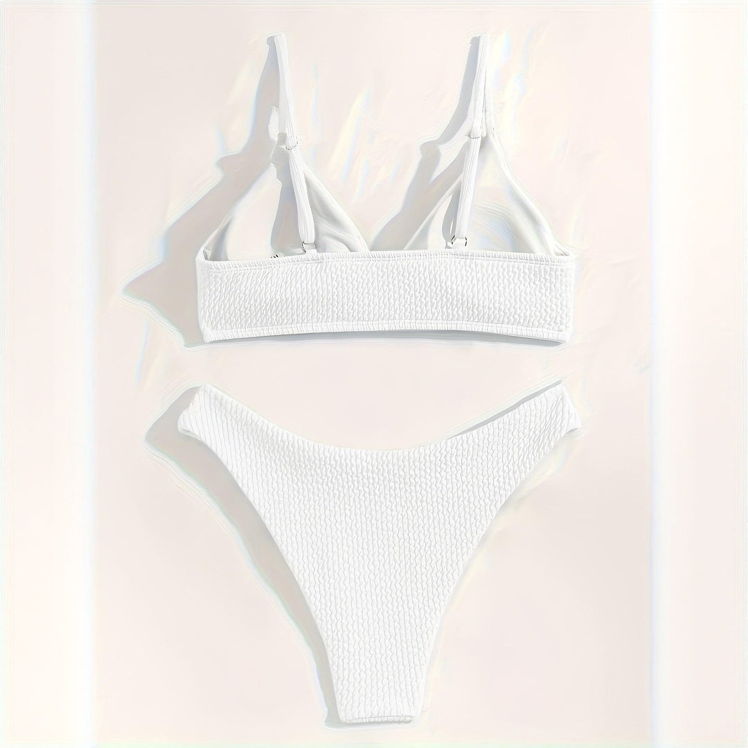 Damen Triangel-Bikini-Set mit strukturiertem Stoff und verstellbaren Trägern EB