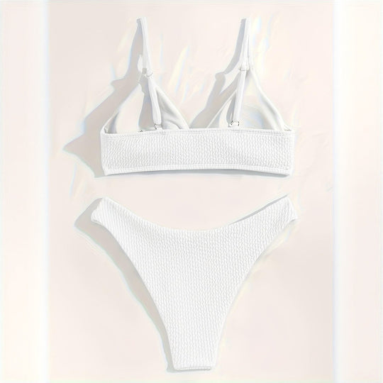 Damen Triangel-Bikini-Set mit strukturiertem Stoff und verstellbaren Trägern EB