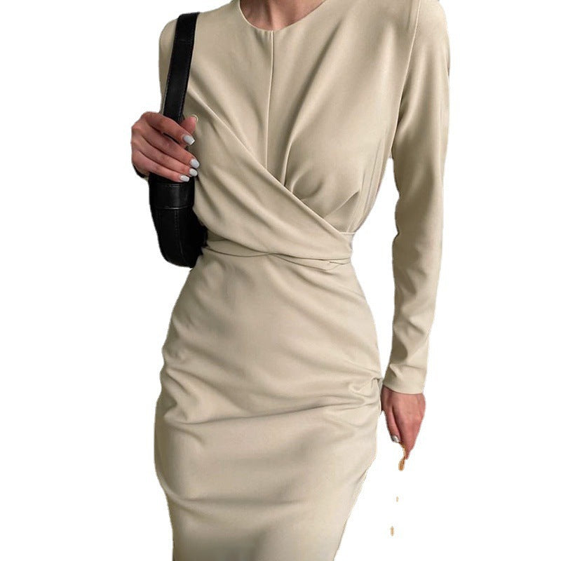 Damen Elegantes Wickelkleid mit langen Ärmeln und figurbetontem Schnitt EB