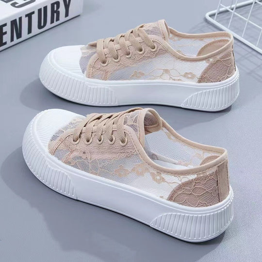 Damen Sneakers mit eleganter Spitzenoptik und komfortabler Polsterung EB