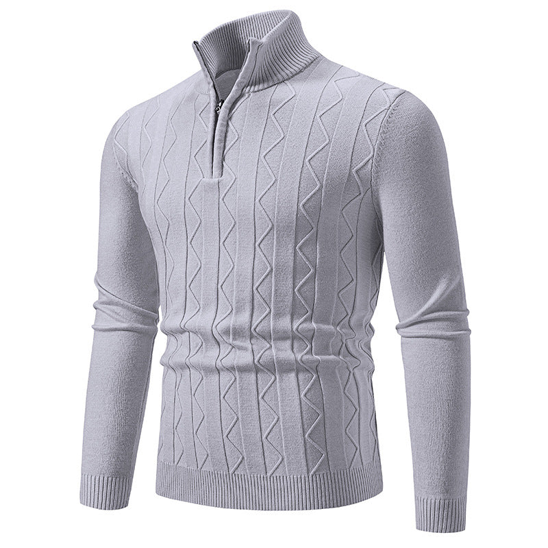 Herren modischer Stehkragenpullover mit strukturiertem Zipper und weichem Innenmaterial EB