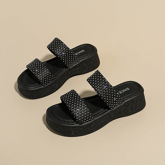 Damen Bequeme Wedge-Pantoletten EB