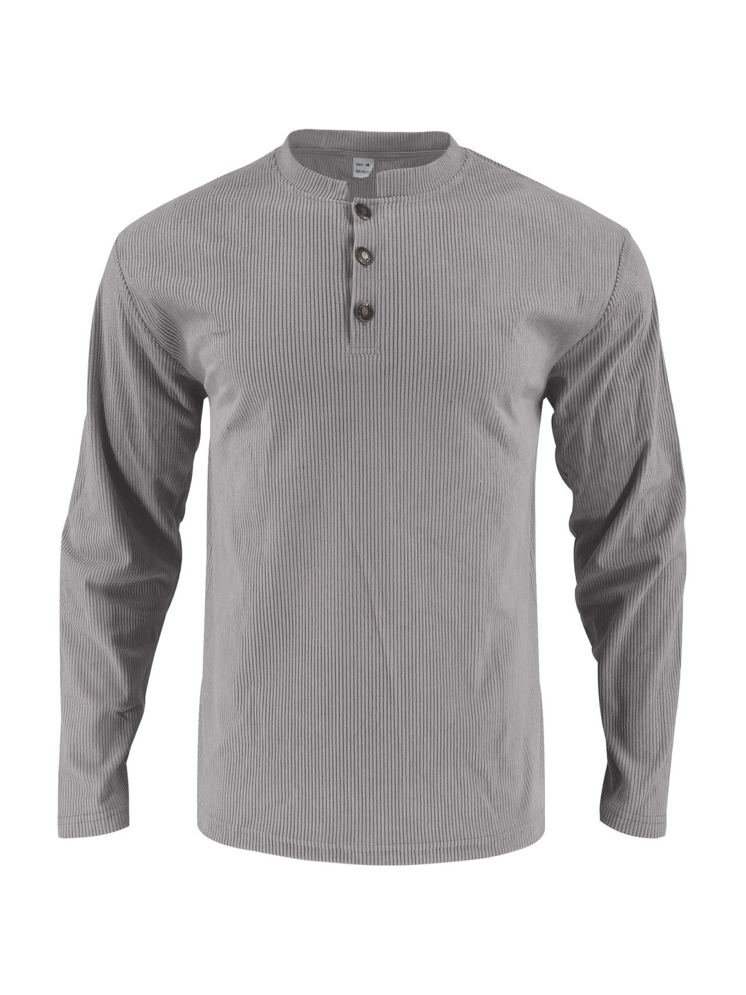 Herren Langarmshirt mit modischer Stehkragen und Knopfleiste EB