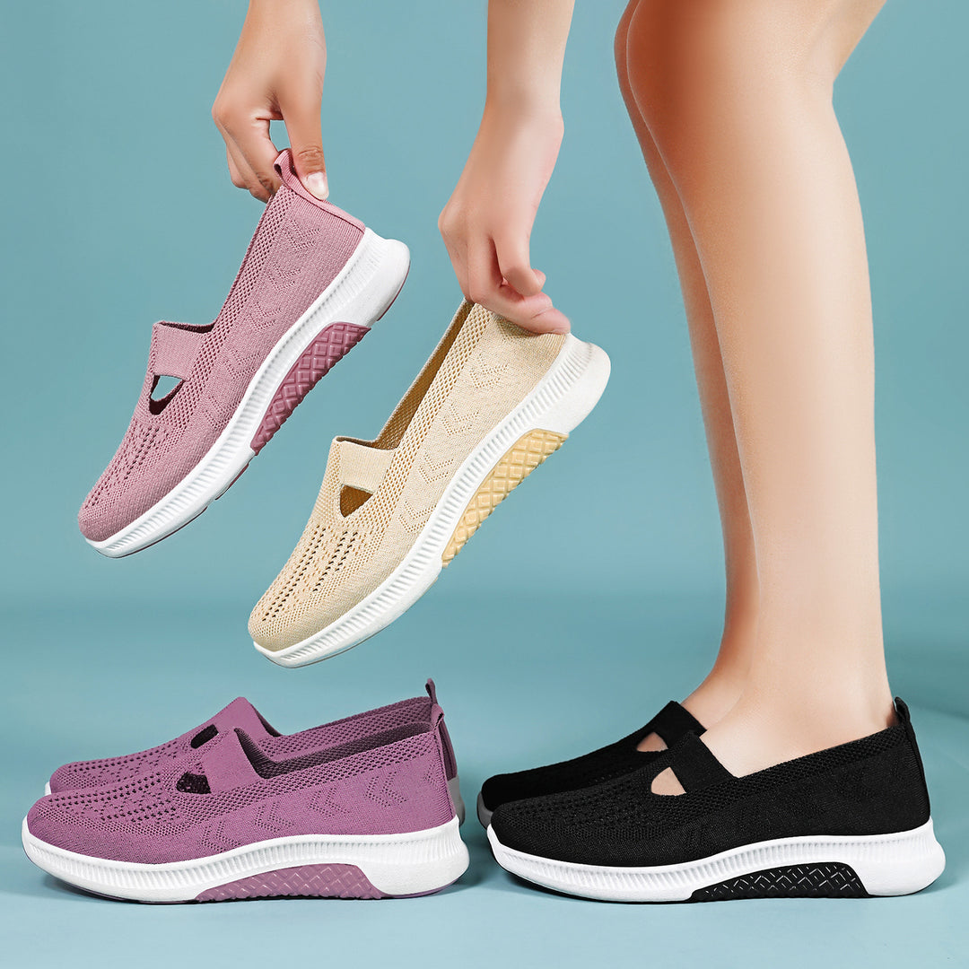 Damen Atmungsaktive Slip-On Sneakers mit elastischen Einsätzen EB