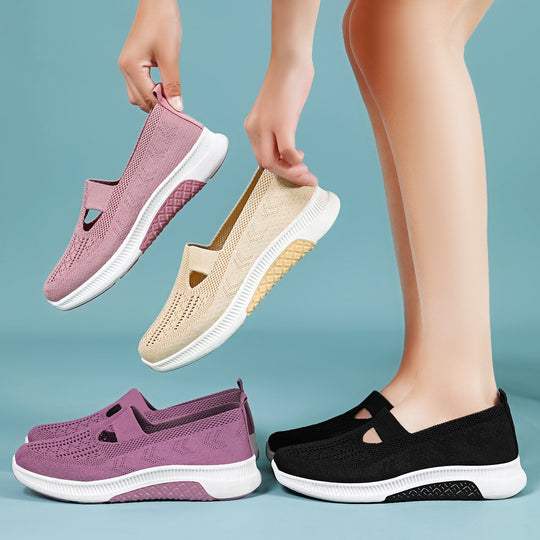 Damen Atmungsaktive Slip-On Sneakers mit elastischen Einsätzen EB