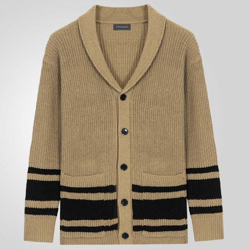 Herren Strickjacke mit modernem Waffelmuster und praktischen Taschen EB