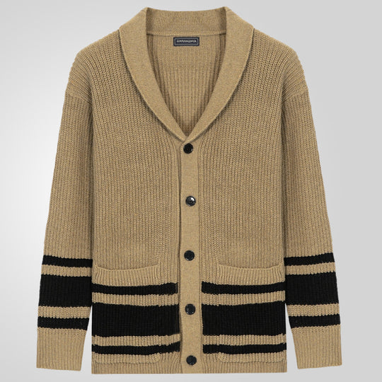 Herren Strickjacke mit modernem Waffelmuster und praktischen Taschen EB