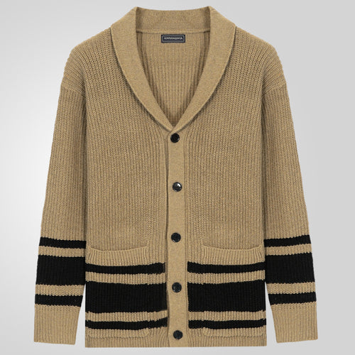Herren Strickjacke mit modernem Waffelmuster und praktischen Taschen EB