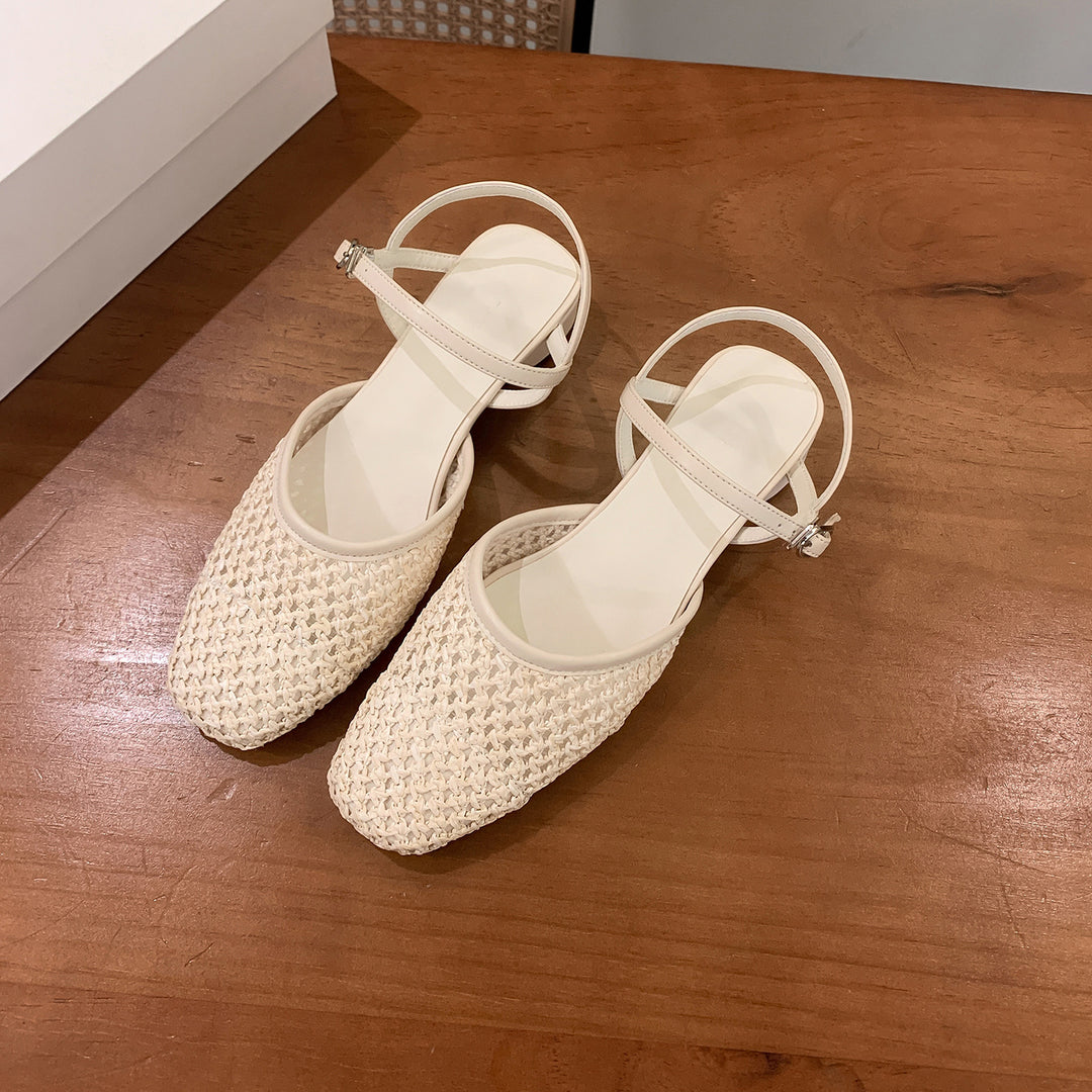 Damen Slingback-Pantoletten mit geflochtenem Obermaterial EB