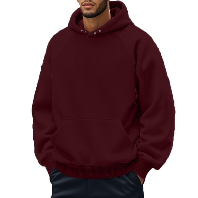Herren nan oversized Kapuzenpullover mit Kängurutasche, Raglanärmeln und gerippten Bündchen EB