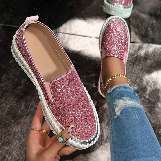 Damen Glitzernde Slip-On Sneakers mit flexiblem Sohlenprofil EB
